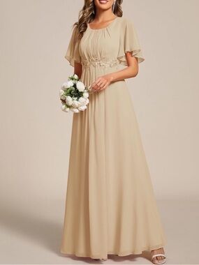 EverPretty Champagne Maxi Bridesmaids Formal Dress Size 8